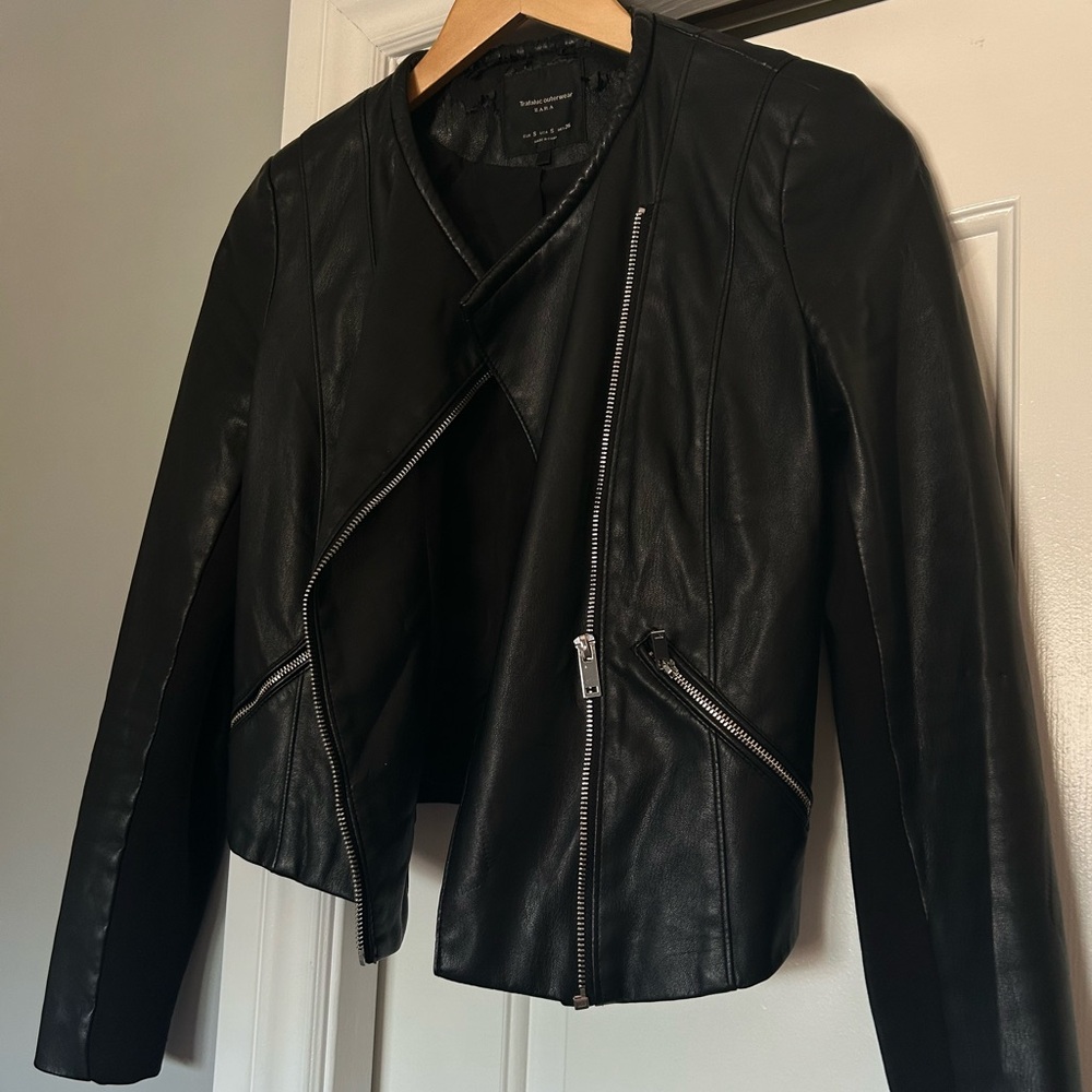 Zara black leather jacket